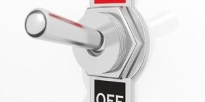 3D element on-off switch isolated on white
