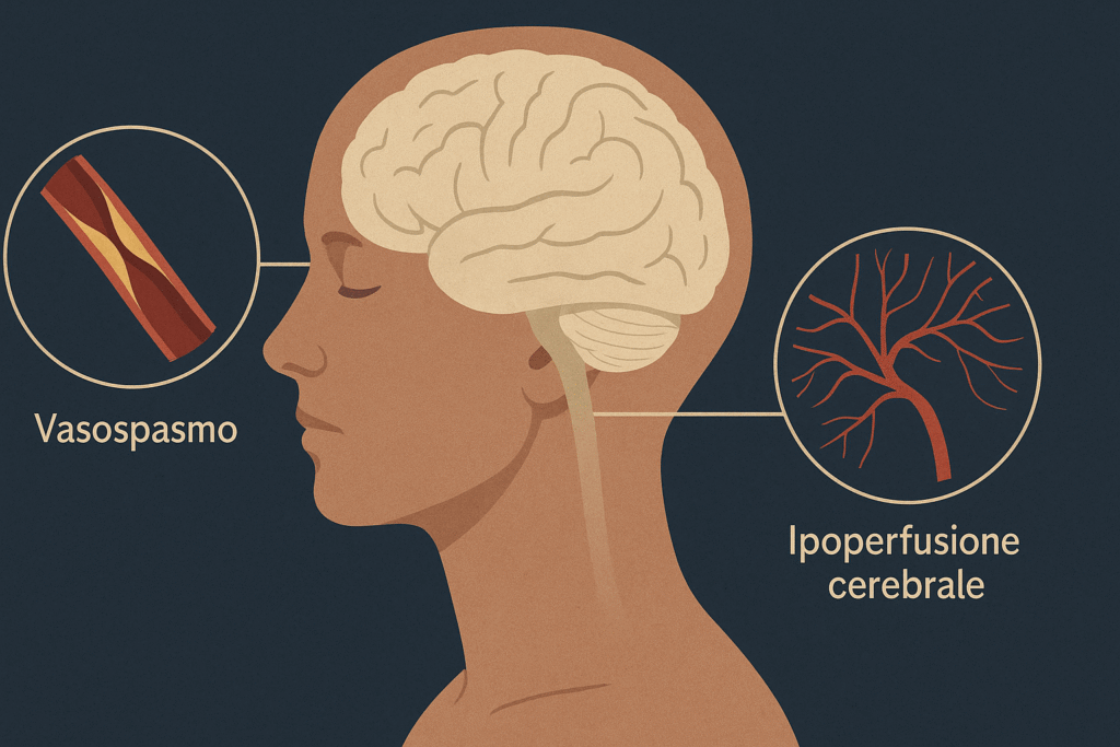 Illustrazione dei meccanismi biologici che collegano emicrania e ictus